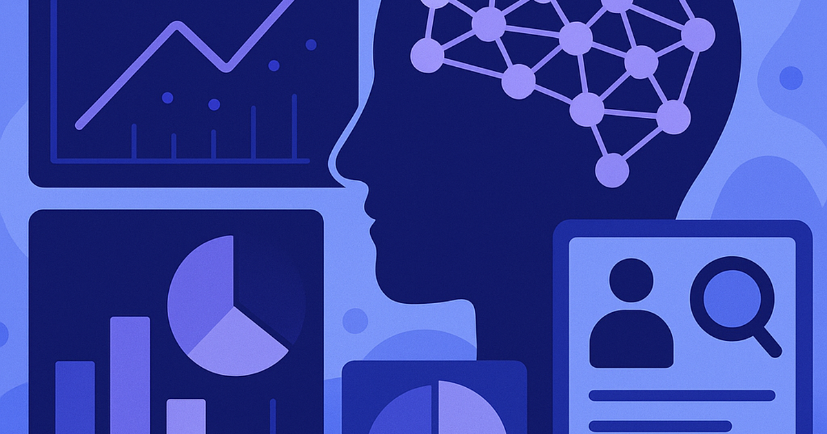 AI-powered market research visualization showing data analysis, consumer insights, and machine learning algorithms processing market information