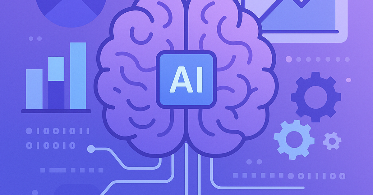 AI-powered business planning framework illustration with connected data elements and strategic components