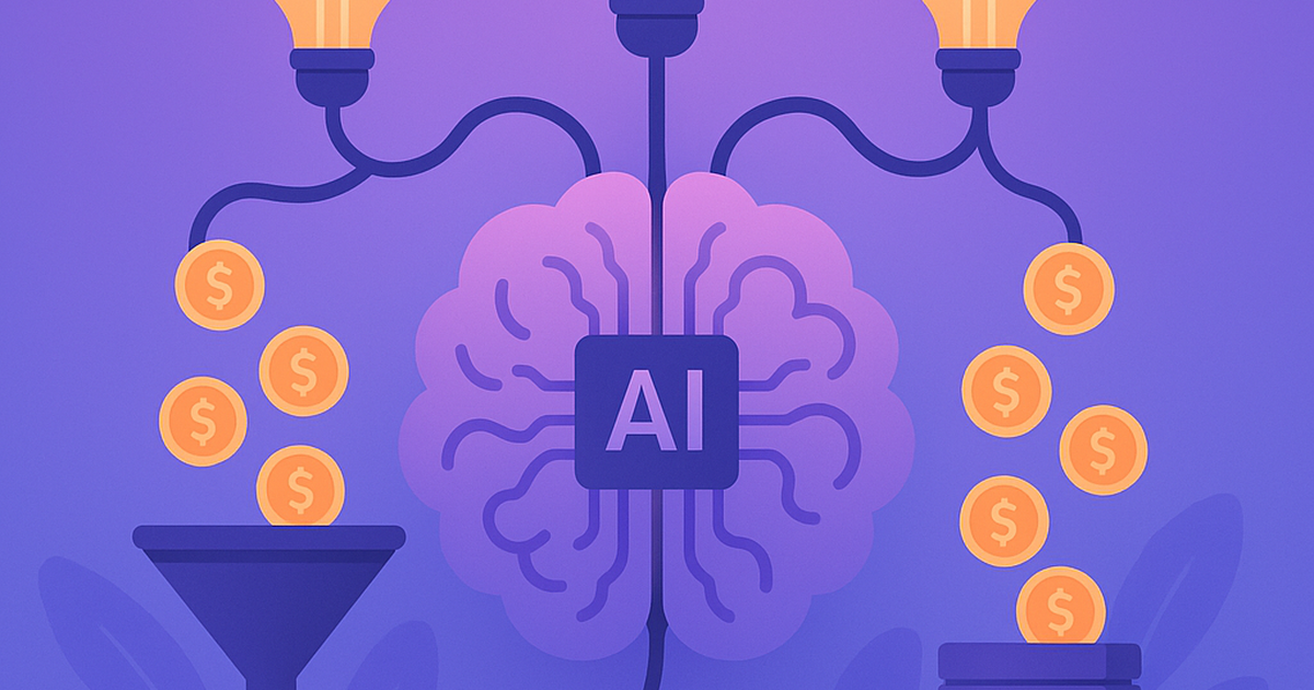 AI invention generator business model illustration showing revenue streams from creative AI technology