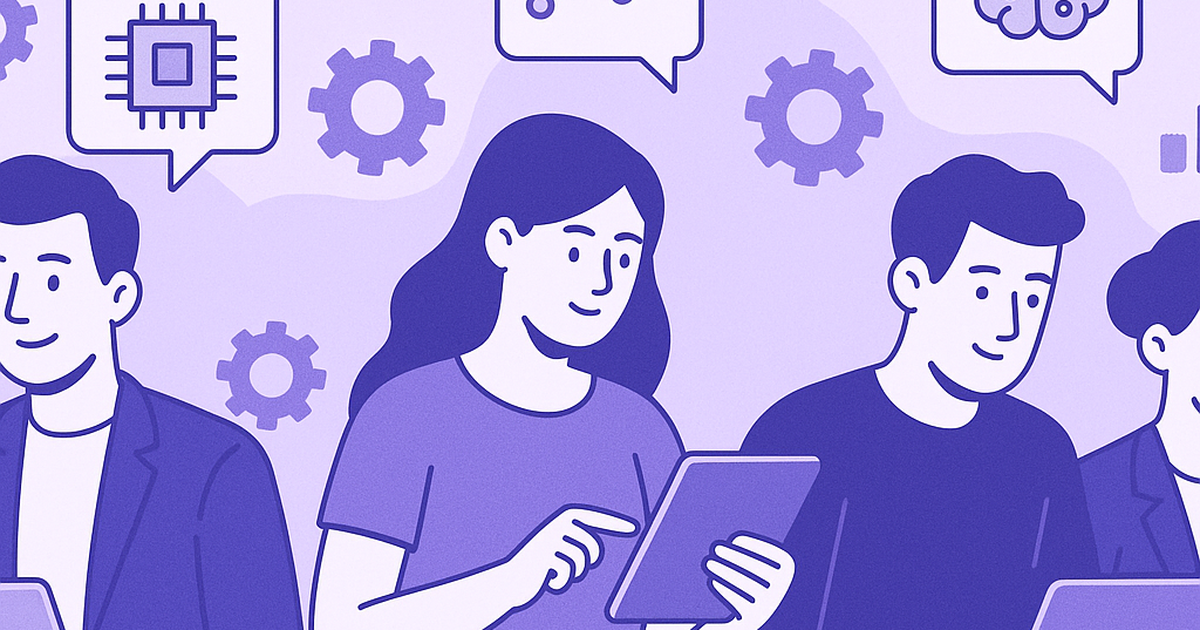 Entrepreneurs collaborating with AI tools and technology for business growth and automation