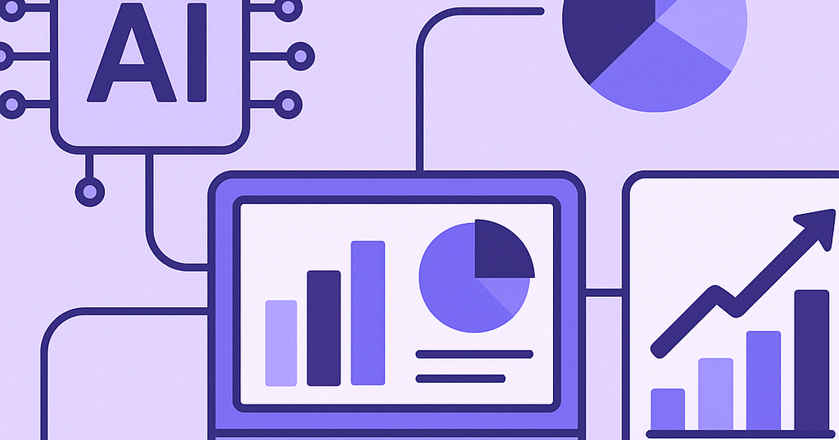 AI tools connected to business ROI measurement dashboards and analytics charts