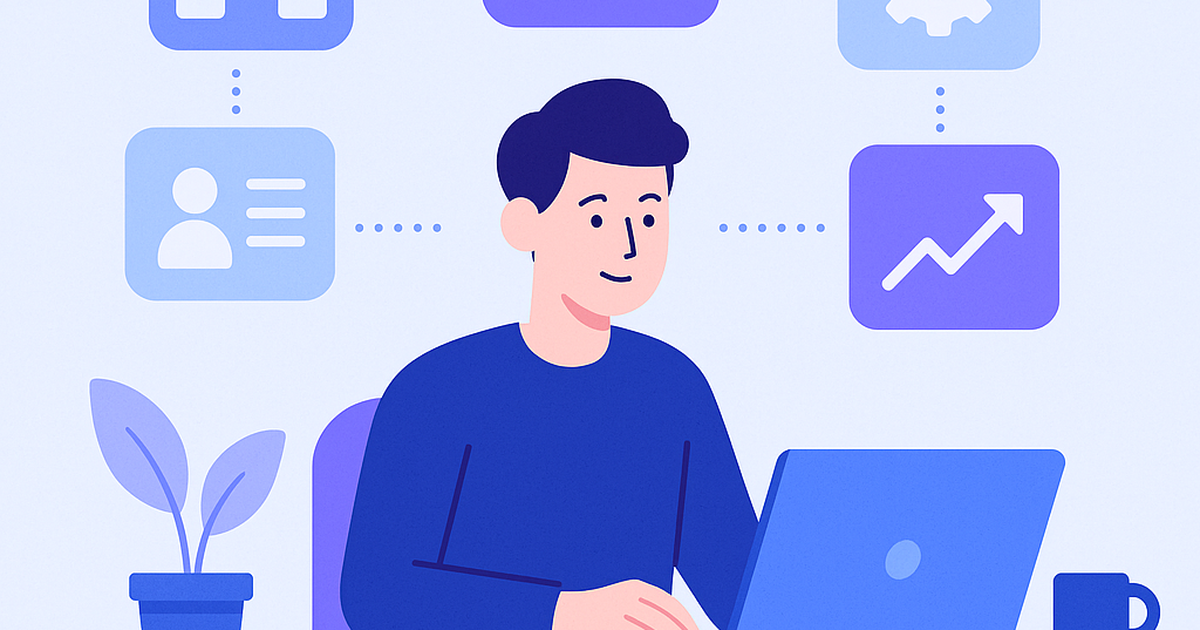 Entrepreneur using AI tools for business operations with floating interface elements representing different AI capabilities
