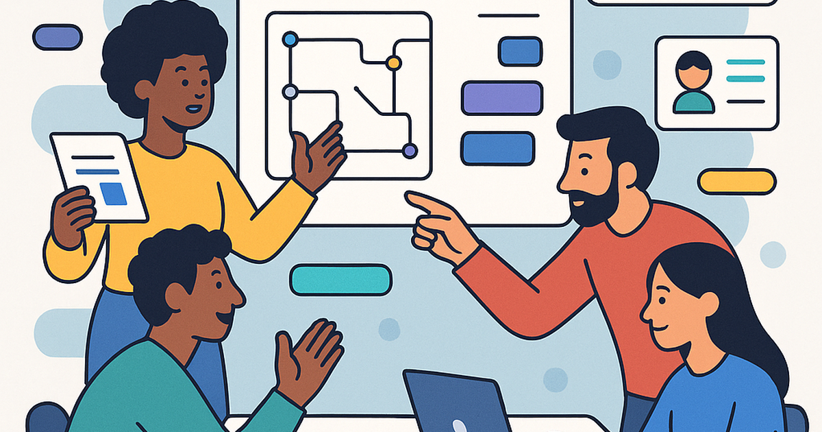 Founders building a SaaS application using a no-code platform, illustrating collaboration and rapid development.