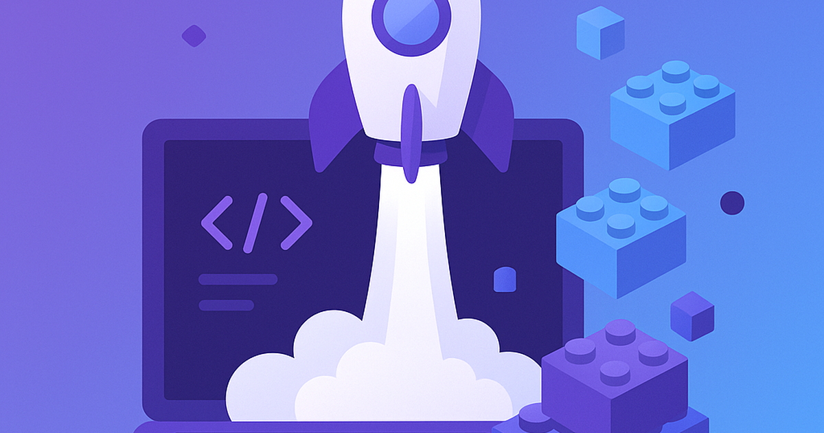 No-code SaaS platform illustration showing rapid development and launch process