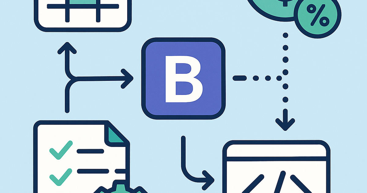 Illustration showing connected software tools representing a strategic bootstrap founders tool stack with cost optimization elements