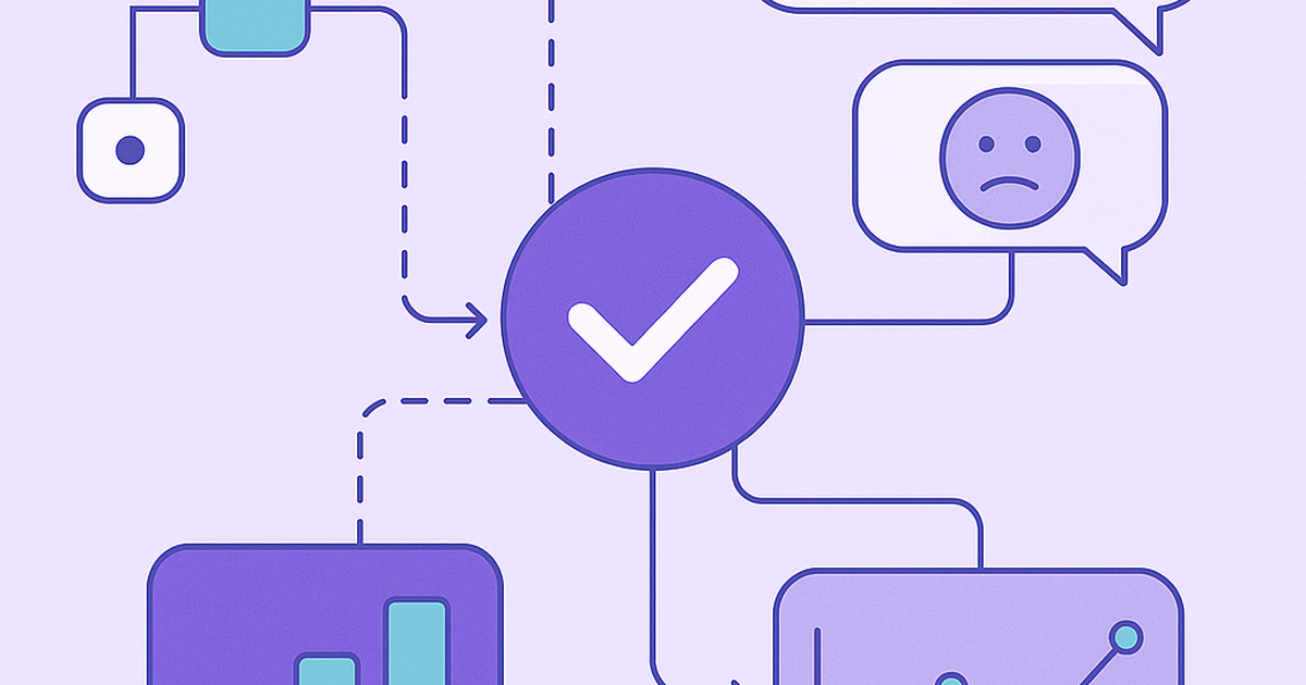 Mixed-method validation illustration showing behavioral data and user feedback streams converging for product idea validation