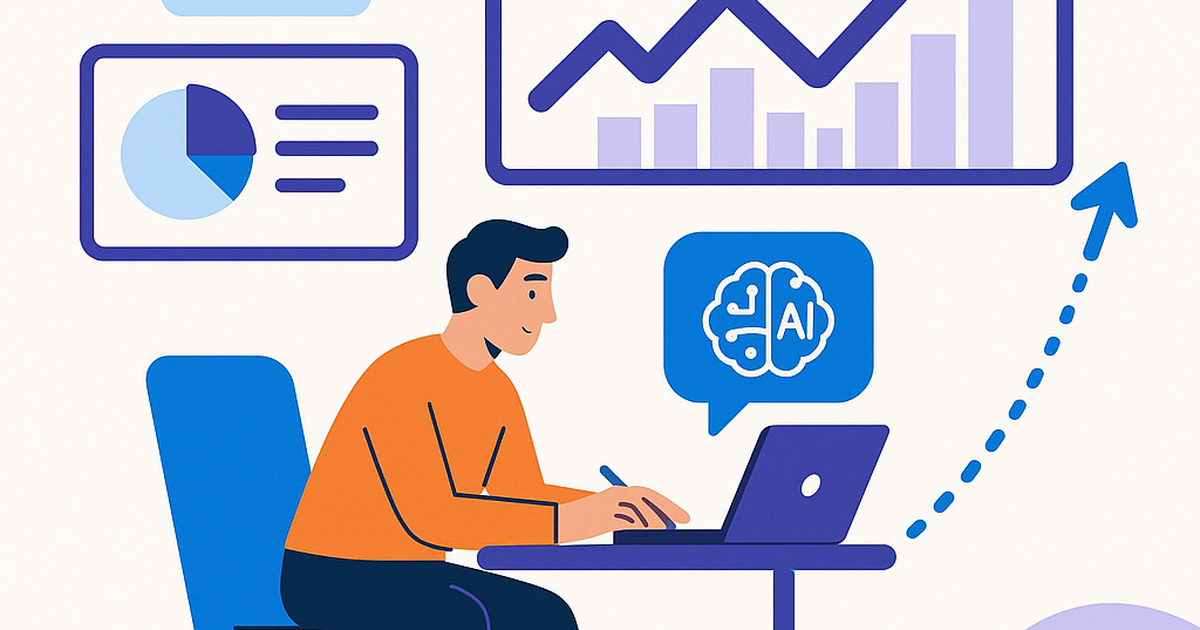 An entrepreneur interacting with an AI interface, visualizing data points, market trends, and a successful product launch, symbolizing de-risking a startup with AI.