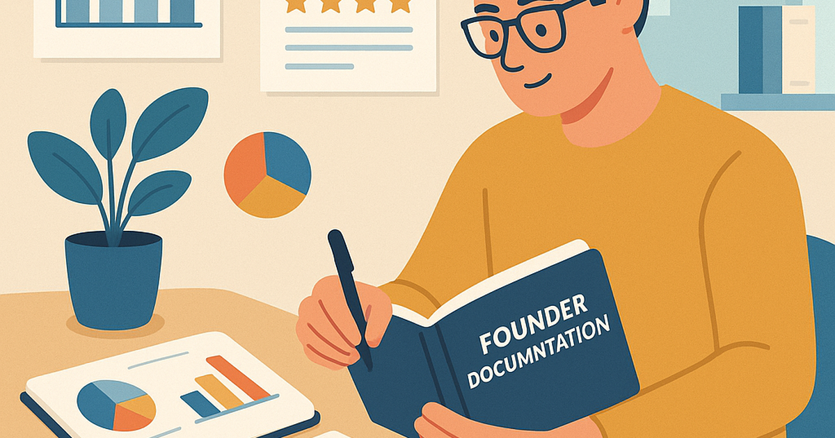 Founder file entrepreneurship series documentation workspace with business metrics and customer insights