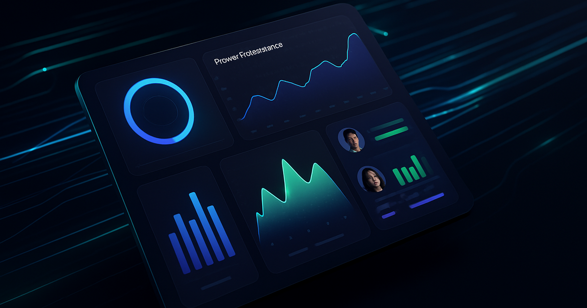 Gaming analytics dashboard with real-time player data streams and collaborative insights on dark navy background
