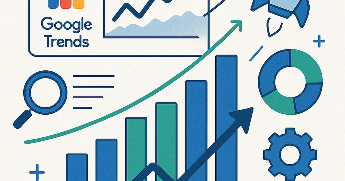 Google Trends data visualization with upward trending charts representing product idea validation analysis