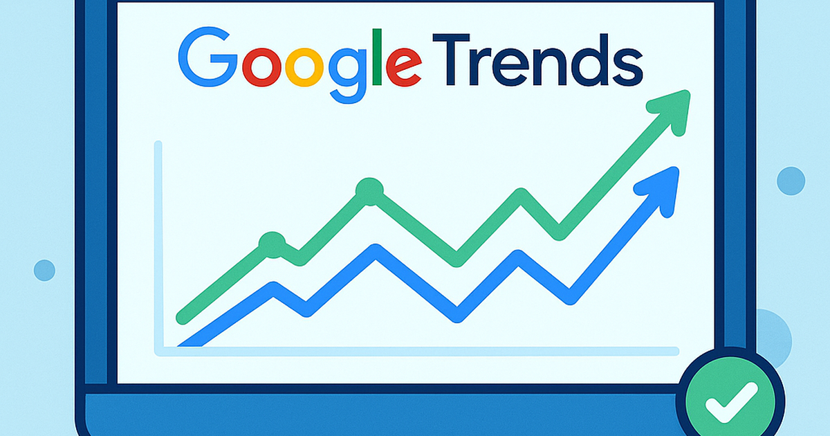 Google Trends validation framework illustration showing upward trending graphs with validation checkmarks