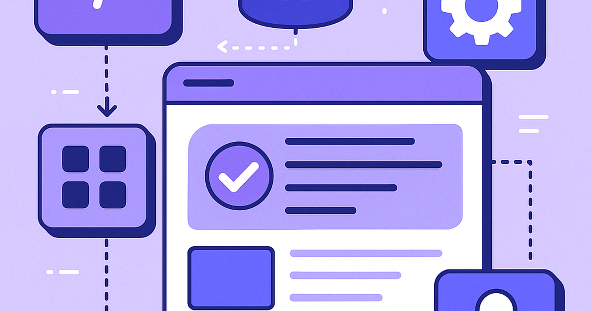 No-code SaaS development concept illustration with building blocks and data connections