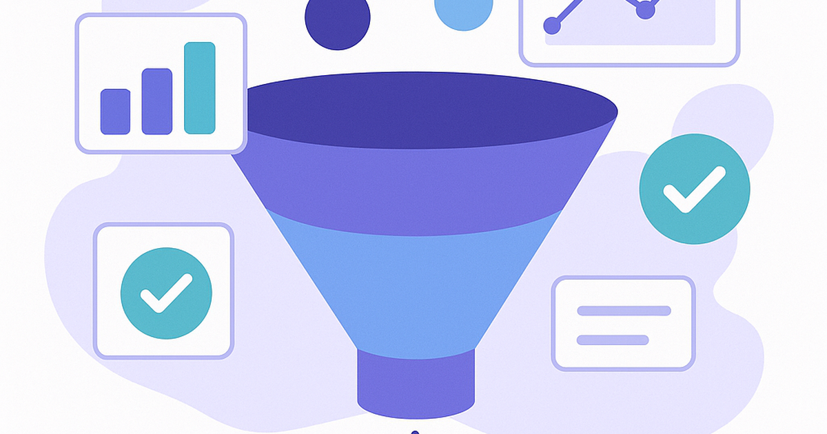 Startup idea validation process illustration with data analytics funnel and success metrics