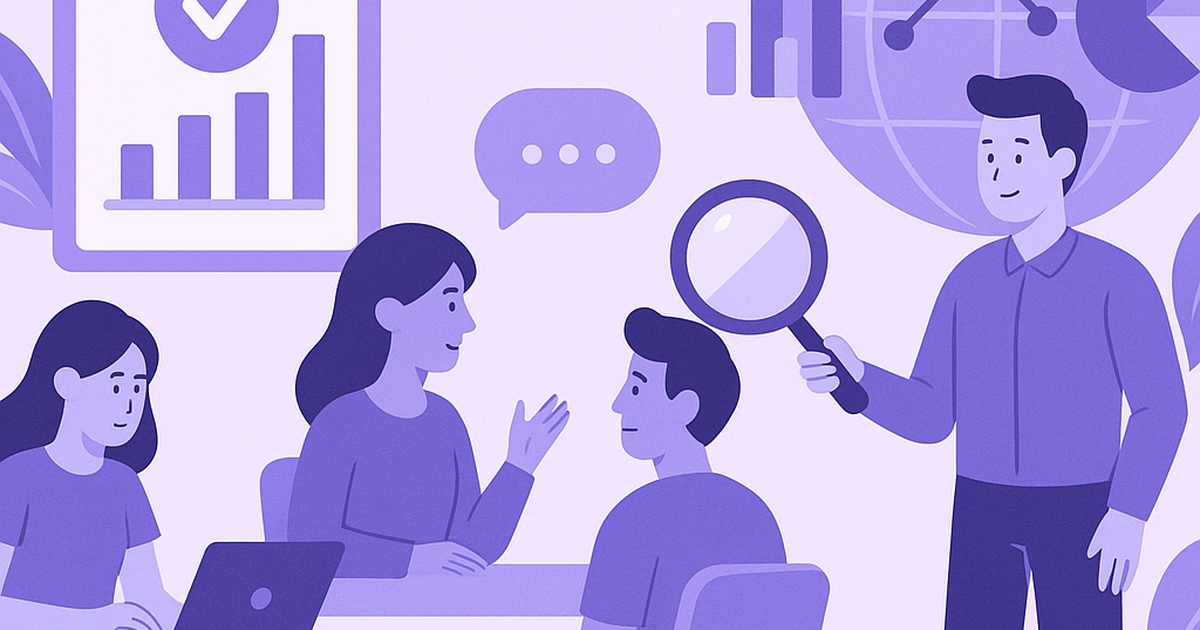 Startup idea validation process illustration showing market research, customer interviews, and data analysis