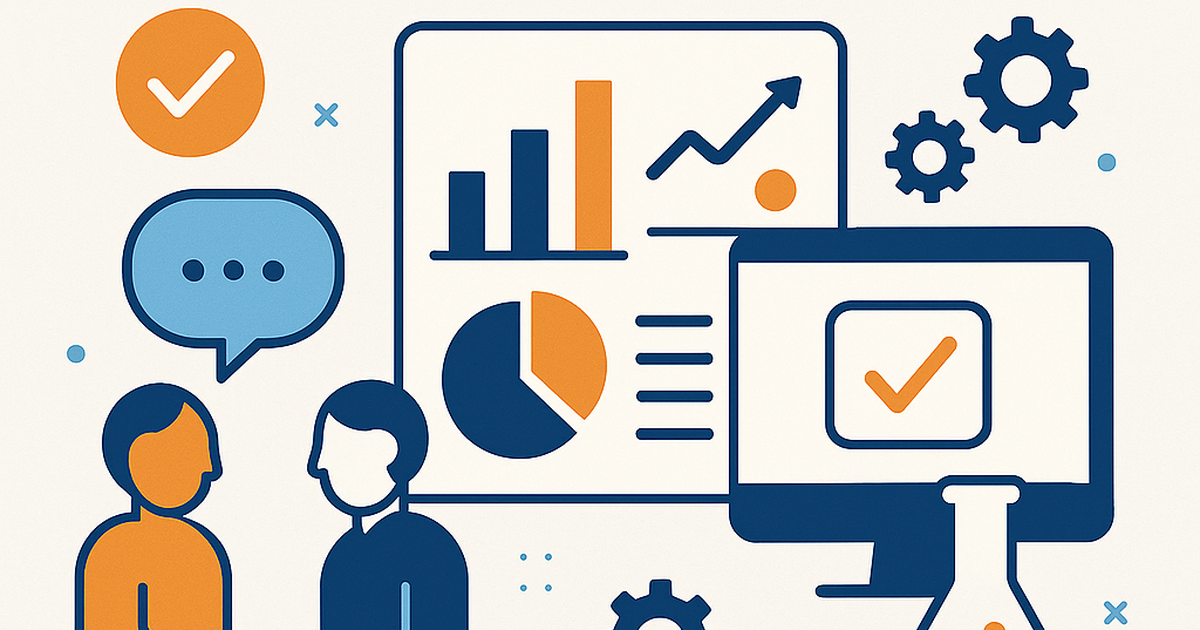 Startup idea validation process illustration showing customer interviews, data analysis, and testing methodology