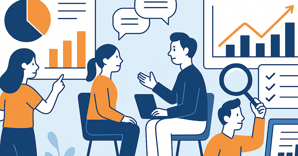 Startup idea validation framework illustration showing research, interviews, and data analysis steps