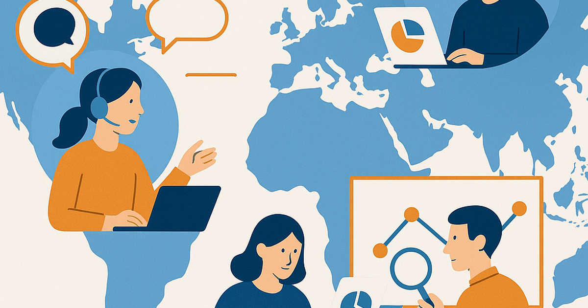 Remote team members across different timezones collaborating on idea validation research and customer interviews