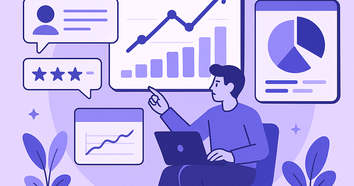 Startup founder analyzing idea validation data and metrics on multiple computer screens