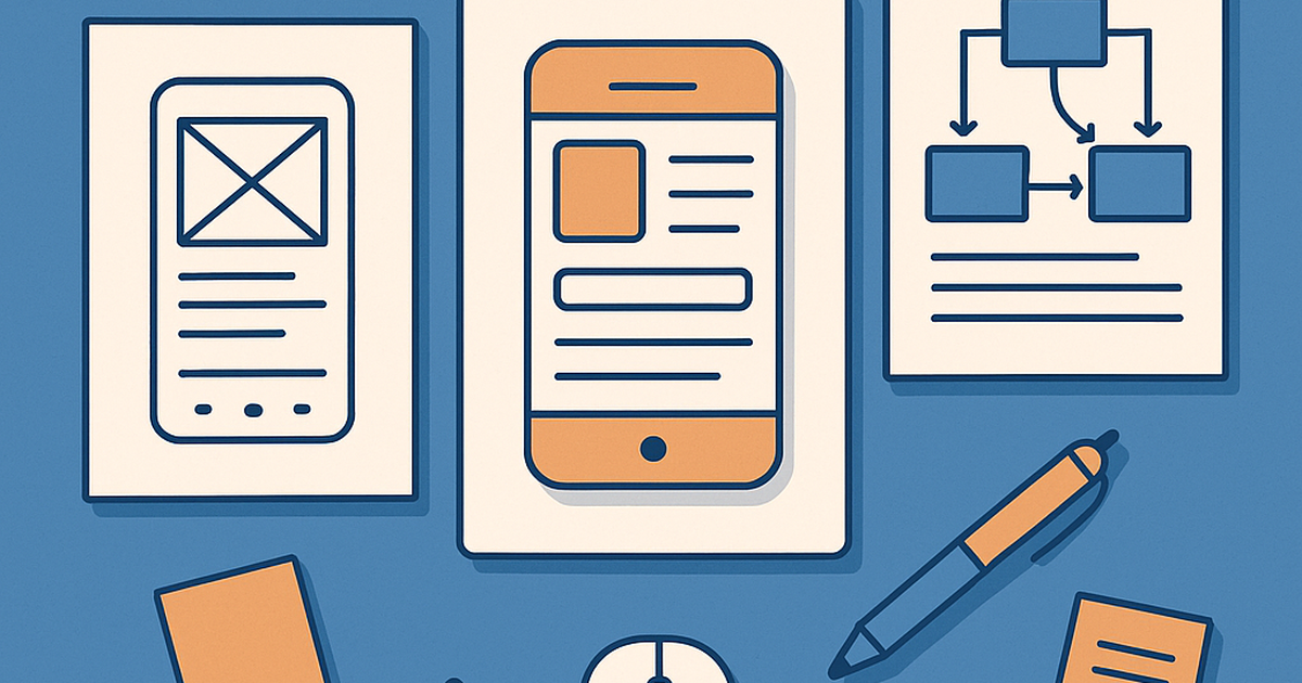 Design validation workspace showing wireframes, prototypes, and user testing materials for startup idea validation