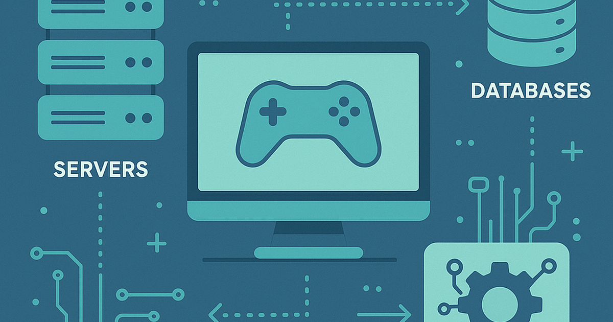 Technical architecture diagram showing indie game discovery platform infrastructure with servers, databases, and recommendation systems