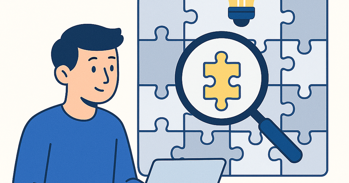 Illustration of a solo founder identifying a unique, low-competition SaaS idea in a crowded market, symbolizing opportunity discovery and niche focus.