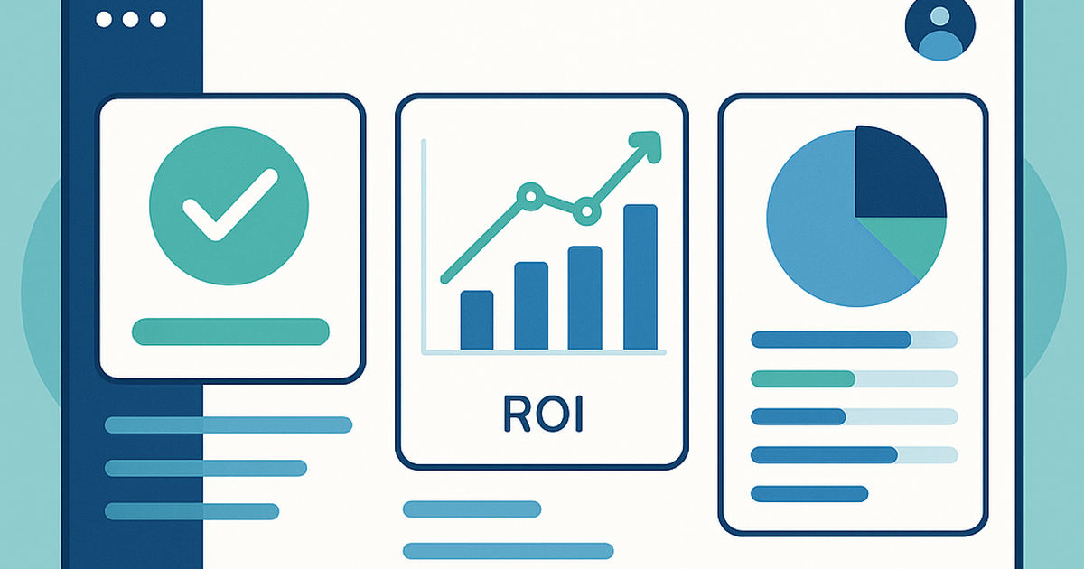 Modern dashboard interface displaying validation ROI metrics and analytics charts for startup teams