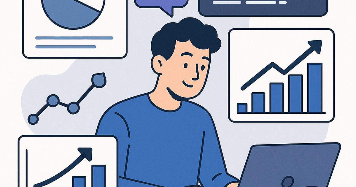 Illustration of a developer working with AI coding tools, surrounded by dashboards showing metrics for adoption, productivity, and return on investment.