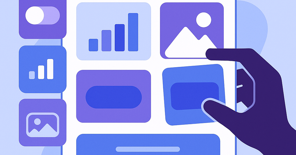 No-code SaaS app builder interface with drag-and-drop components and visual workflow design elements
