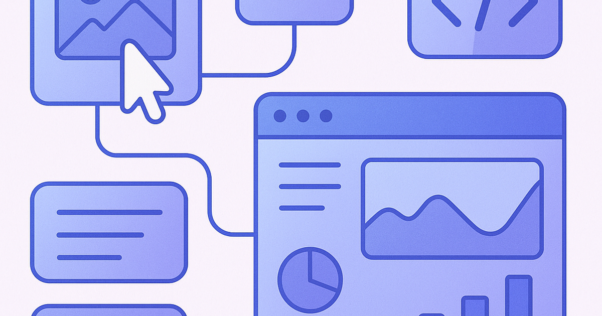 No-code SaaS development interface with drag-and-drop visual elements and dashboard components