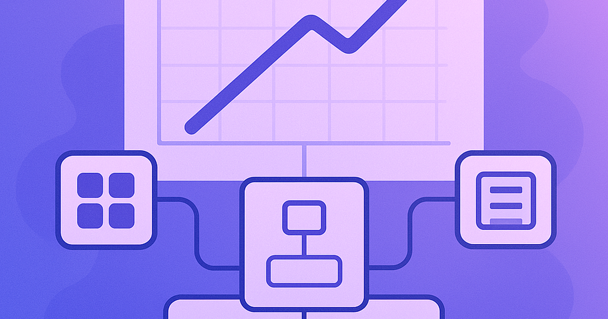 Revenue-driven no-code SaaS development framework illustration showing growth metrics and modular building blocks