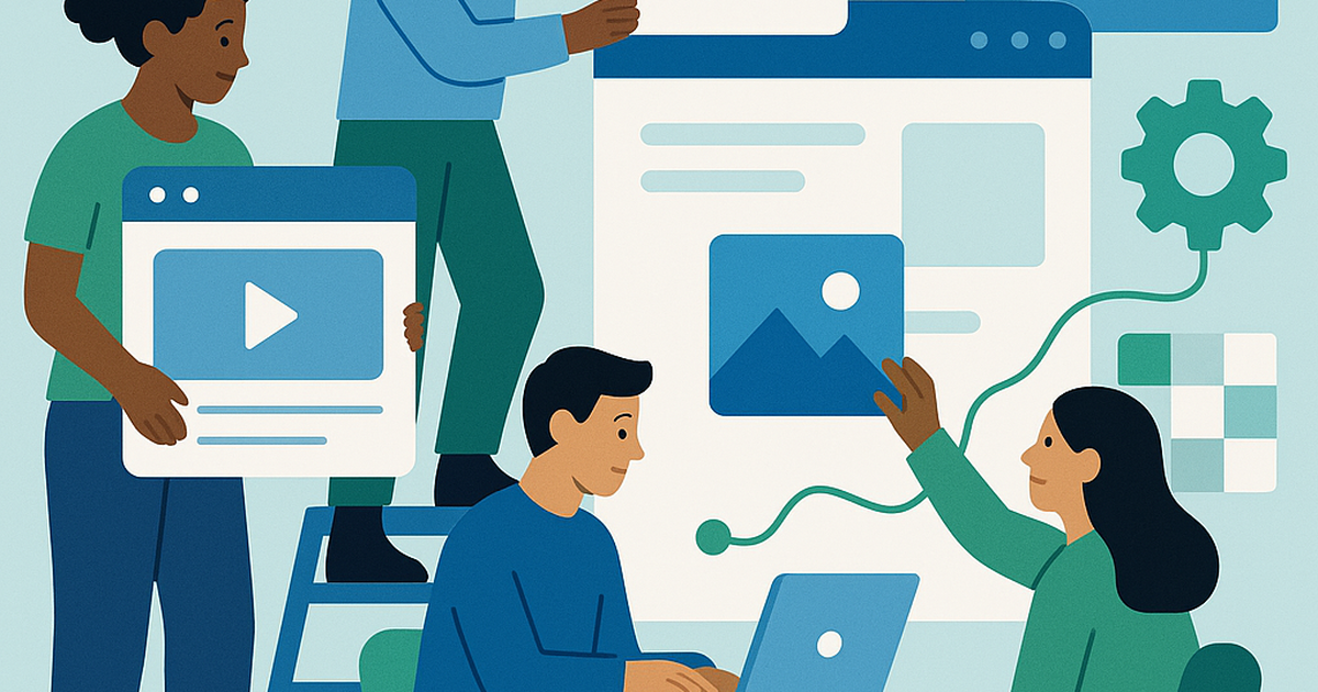 No-code SaaS development illustration showing entrepreneurs building applications without coding