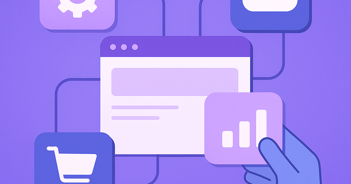No-code SaaS platform visual development interface with drag-and-drop components and workflow connections