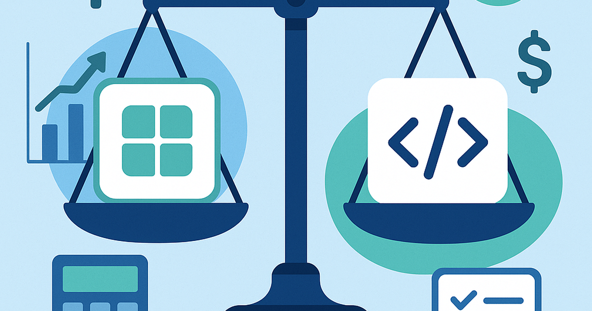 Cost analysis framework comparison between no-code SaaS platforms and custom development options