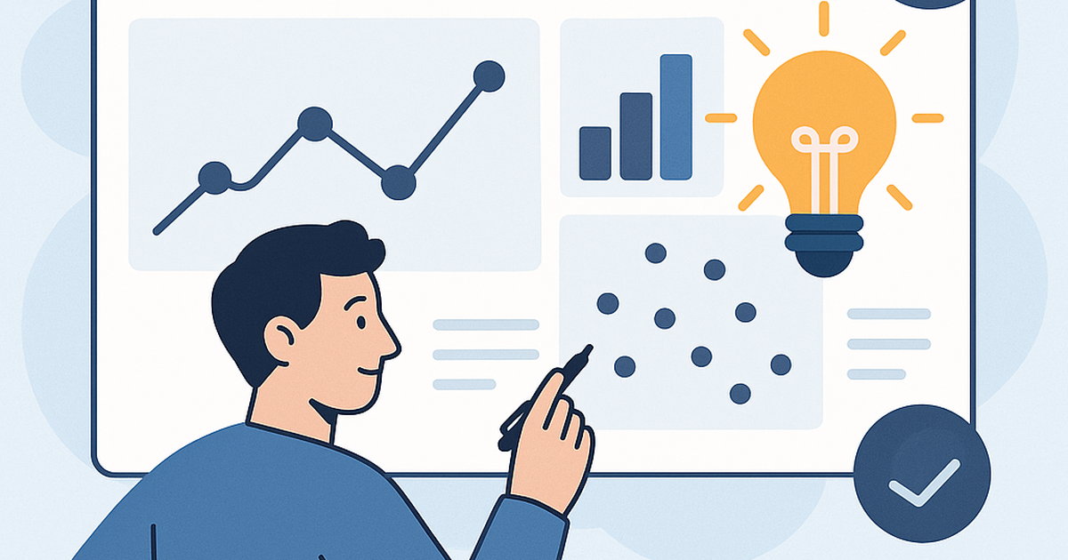 Illustration of a founder using a product validation platform, surrounded by data visualizations, charts, and customer feedback icons, symbolizing systematic idea validation.