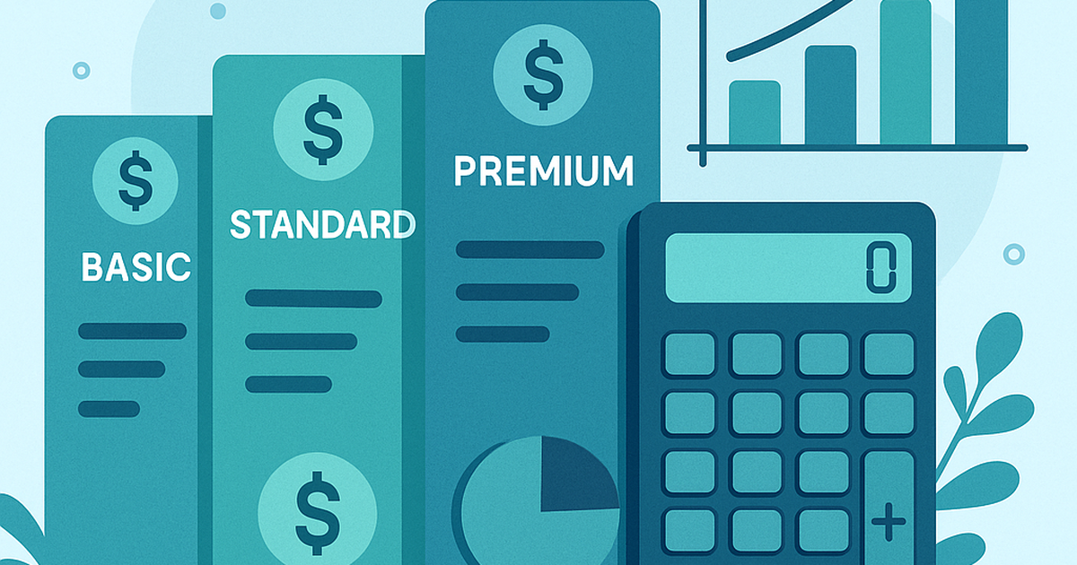 Illustration showing pricing strategy elements including tiered packages, profit calculations, and revenue optimization for agency services