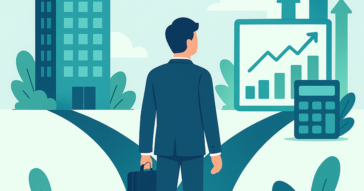 Corporate professional planning financial transition from employment to entrepreneurship with financial planning tools and growth indicators