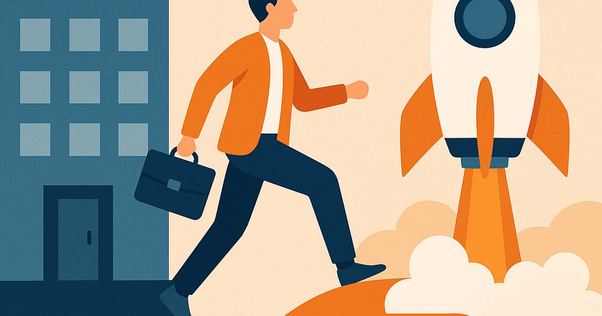 Illustration of entrepreneurial career transition from corporate job to business startup