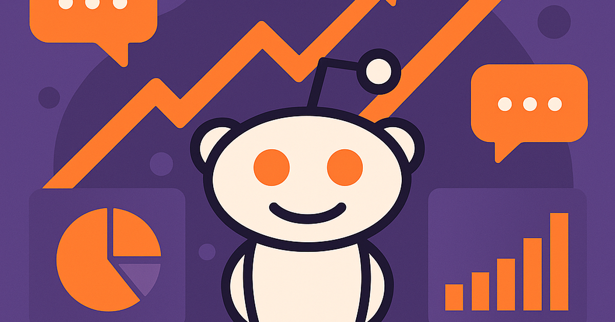 Reddit trends tracking illustration with data visualization charts and social conversation analysis