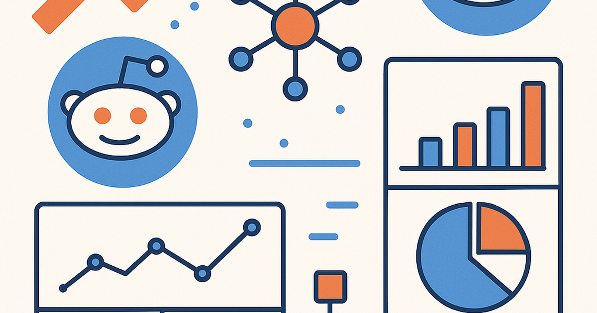 Illustration of Reddit viral marketing trend analysis with upward trending arrows and social media engagement metrics