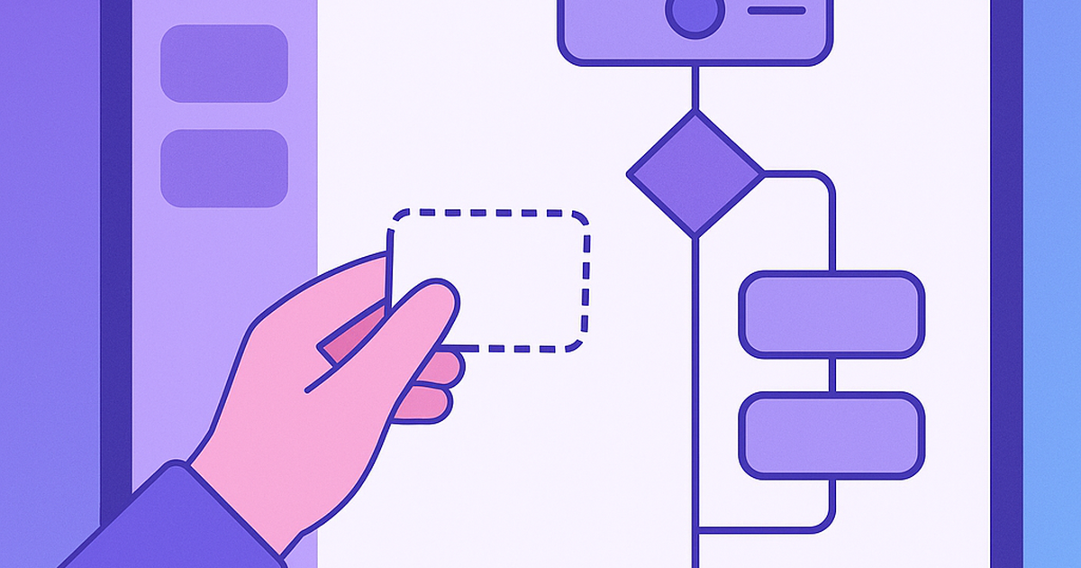 Visual representation of no-code SaaS builder interface with drag-and-drop components and workflow connections