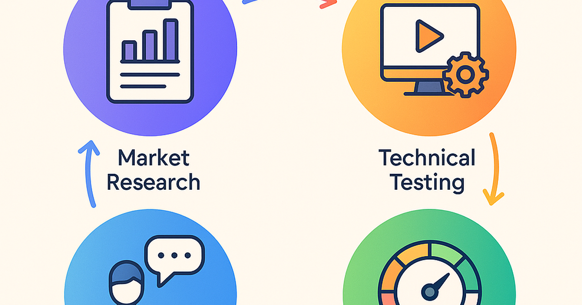 SaaS idea validation framework illustration showing systematic approach to market research and customer discovery