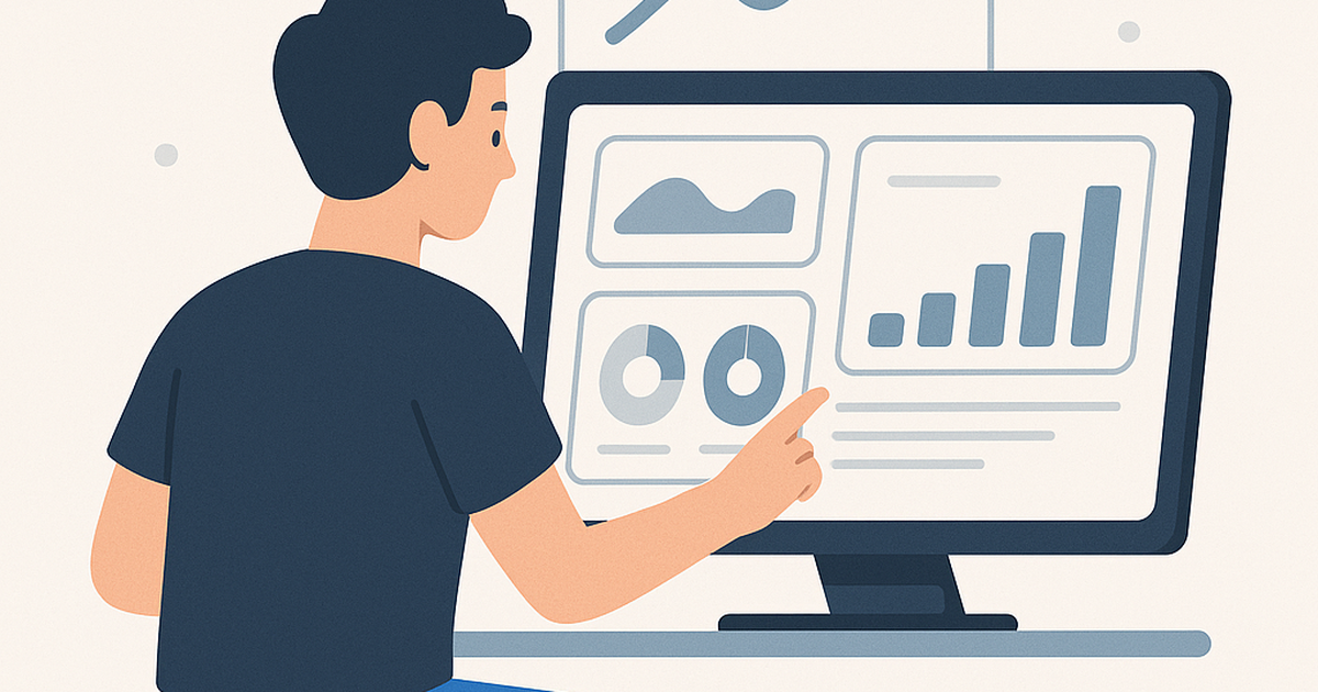 A solo developer analyzing a digital dashboard filled with charts and graphs, representing product analytics and business metrics for a micro-SaaS.