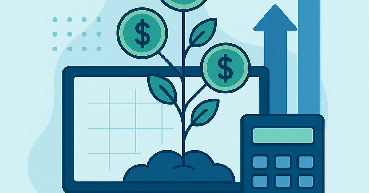Illustration of laptop with money tree showing bootstrap business growth from zero investment