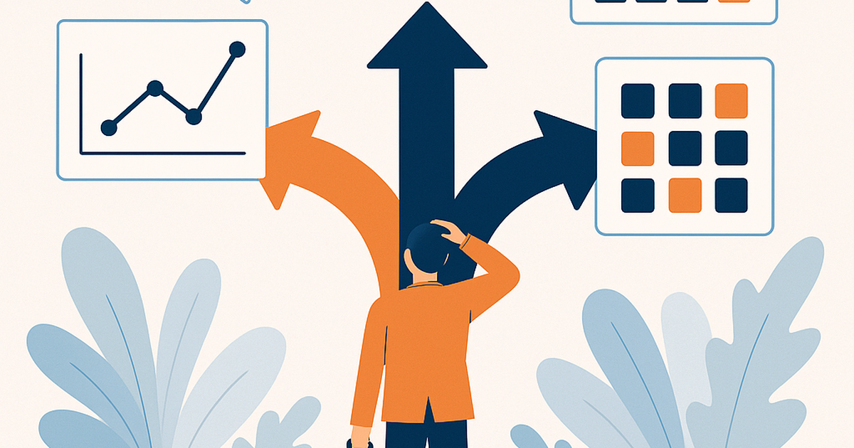 Illustration of startup validation decision-making process with multiple data analysis paths and evaluation criteria