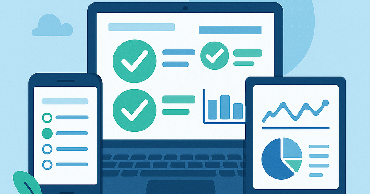 Business model validation platforms illustration showing laptop, mobile device, and analytics dashboard for systematic risk assessment