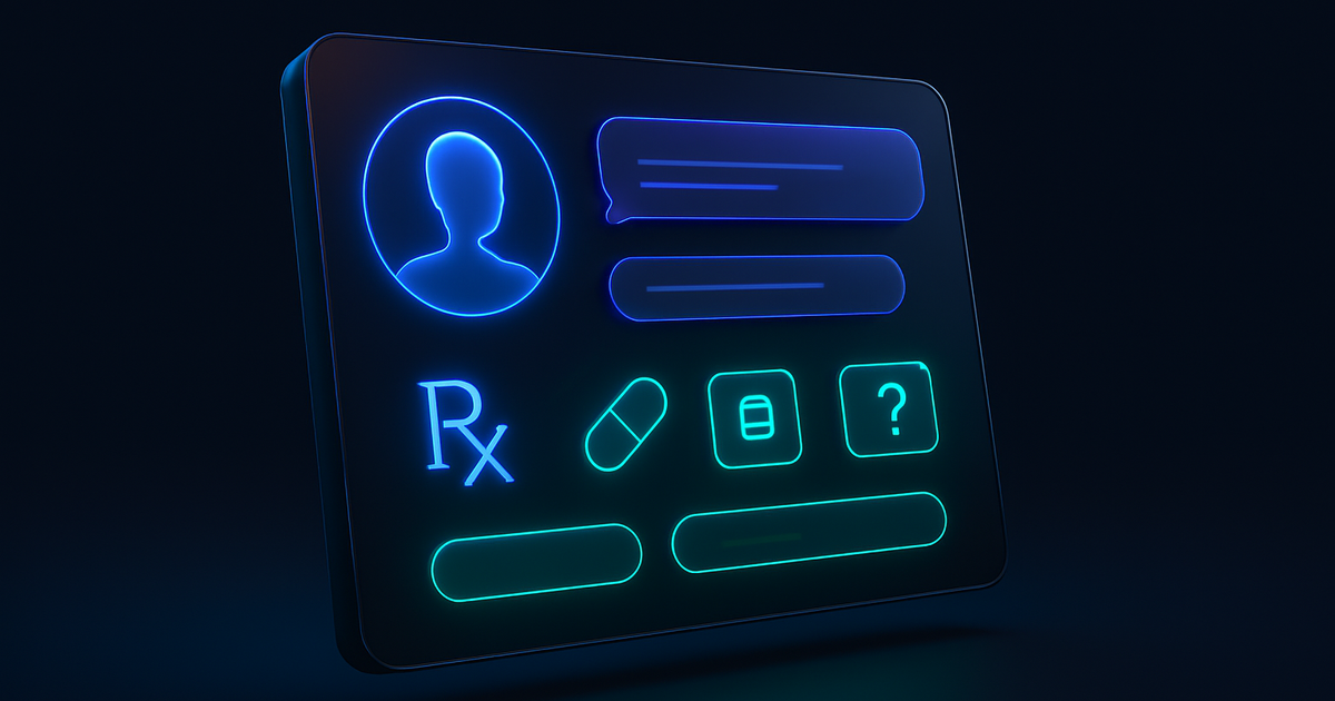 AI-powered telemedicine interface with automated support features on dark navy background