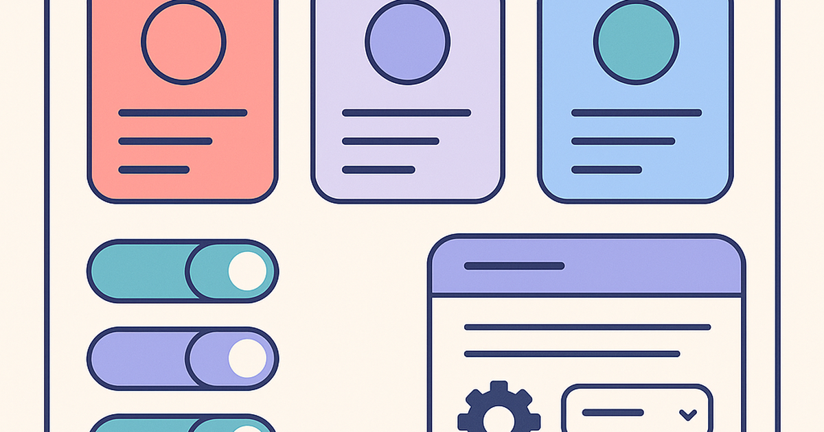 Illustration of a no-code SaaS pricing dashboard with plan tiers, feature toggles, and billing configuration controls