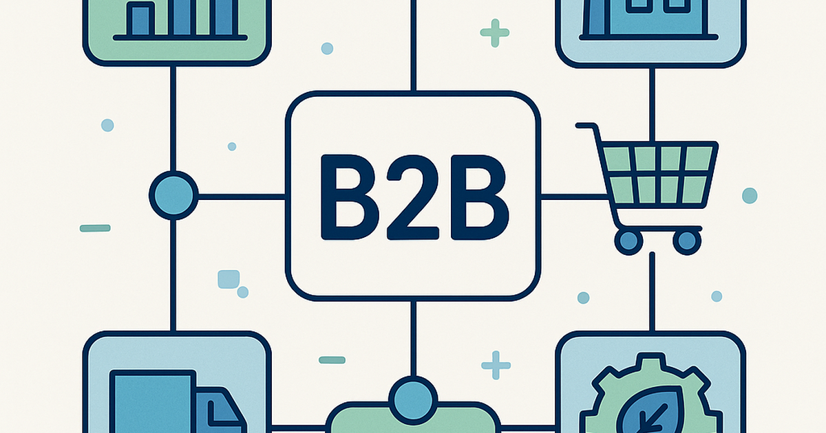 Illustration of various B2B software vertical markets and niche opportunities represented by connected industry icons
