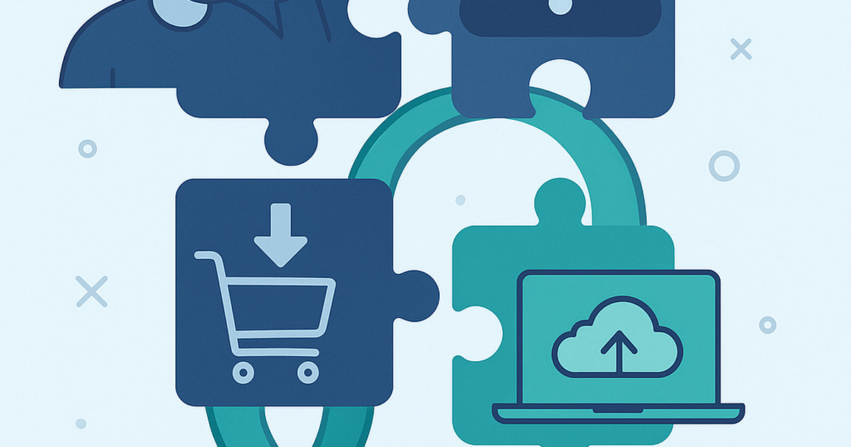Illustration of consumer pain points represented as puzzle pieces being connected by SaaS solutions