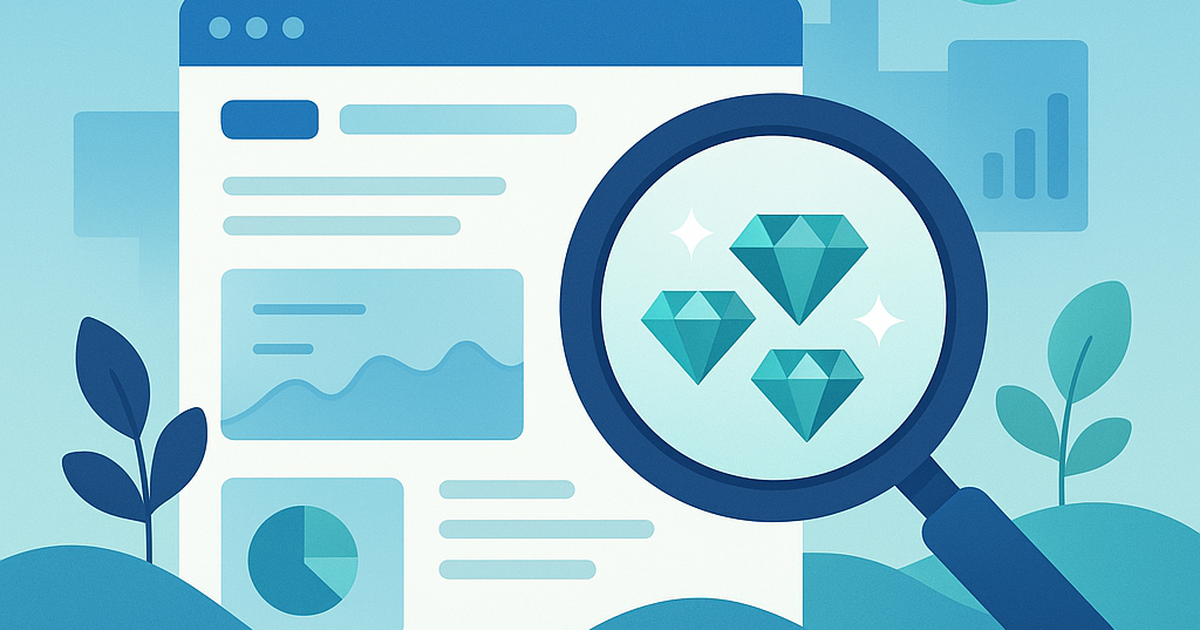Magnifying glass discovering hidden SaaS opportunities in digital market landscape
